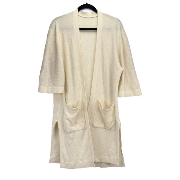 KIT AND ACE 98% Merino Wool In The Clouds 3/4 Sleeves Open Wrap Cardigan sz M/L - Picture 4 of 7